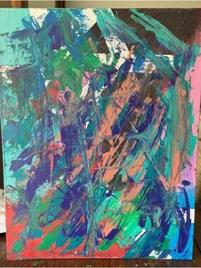 Abstract Home Art Canvas in Teal, Purple and Coral